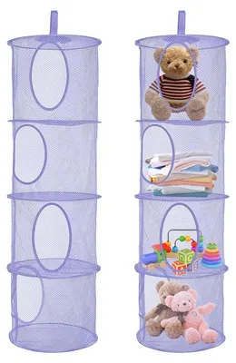 Image de Panier de rangement suspendu avec 4 compartiments pour les jouets et les vêtements