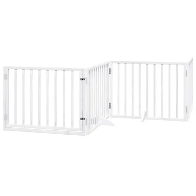 Immagine prodotto di vidaXL Cancelletto per cani 4 pezzi con porta pieghevole bianco 320 cm in legno di pioppo