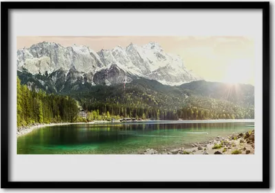 Produktbild von Bild 100x70 MDF-Rahmen Wandkunst Gebirge Wald See Landschaft