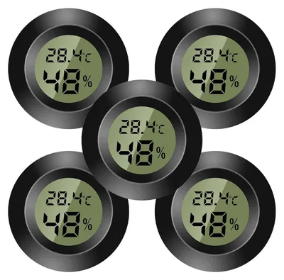 Obrázok produktu pre Sada 5 Mini Digitálnych Hygrometrov a Teplomerov, Monitor Teploty a Vlhkosti, Čierny