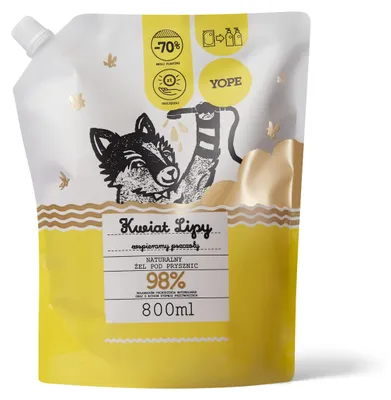 Produktbild von YOPE Duschgel Refill Lindenblüte, 800 ml, pflanzliche Waschsubstanzen, sanfte Reinigung