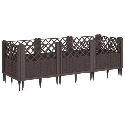 Produktbild von vidaXL Pflanzkasten mit Erdspießen Braun 123,5x43,5x43,5 cm PP