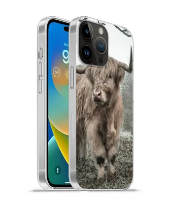 Produktbild von MuchoWow® Handyhülle Schutzhülle Hülle für Apple iPhone 14 Pro Max Schottischer Highlander - Wald - Nebel - Kuh - Tiere - Natur Silikon Softcase Handy Hülle - Hardcover
