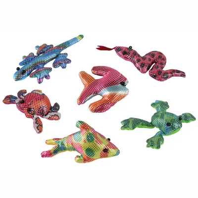 Produktbild von jameitop®Sandtiere 6 STÜCK Tierfiguren Meerestiere Echsen Tiere Drachen Schlange Stofftier gefüllt mit Sand