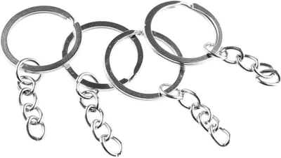 Productafbeelding van Sleutelringen met ketting - Ringetjes voor sieraden - Sieraden maken - Zilverkleurig geplatineerd - 10 stuks - Zilver