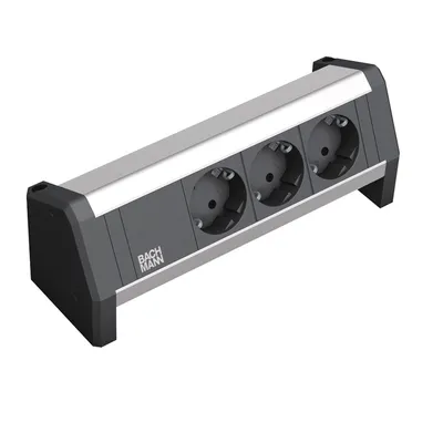 Image de Bachmann DESK 1 - Bâti de prises - CA 230 V - entrée, entrée GST18 - raccords de sortie : 3 - Allemagne - noir, aluminium anodisé (902.0048)