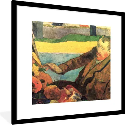 Produktbild von MuchoWow® Gerahmtes Poster Der Sonnenblumenmaler - Vincent van Gogh 40x40 cm - Poster mit Schwarzem Bilderrahmen Wandposter Rahmen Foto Bilder - Poster - Plakat im Rahmen