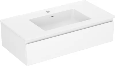 Produktbild von Mexen Orio Badezimmerschrank 90 cm mit Waschbecken Otis, 1 Schublade, weiß matt - 91A10-09023-1-BF01-W18M01