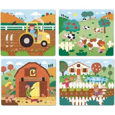 Produktbild von Puzzleset mit 4 Modellen - Auf dem Bauernhof
