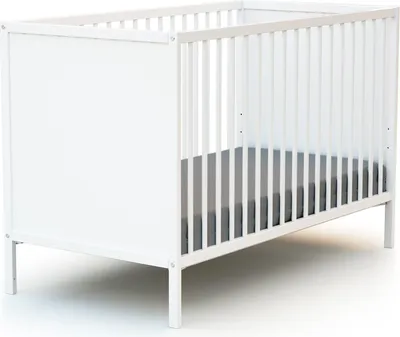 Image de WEBABY - Lit bébé 60x120 Blanc ALBA| 124 x 64,5 x 82 cm | Lit barreaux bois 100% hêtre massif | Sommier réglable 3 hauteurs