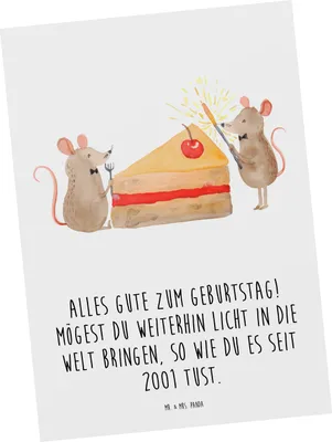 Produktbild von Mr. & Mrs. Panda Postkarte 2001 Geburtstag Licht - Weiß - Geschenk, Ansichtskarten, Geburtstagsgeschenk, Happy Birthday, Postkarten, Geburtsjahr, Alles Gute zum