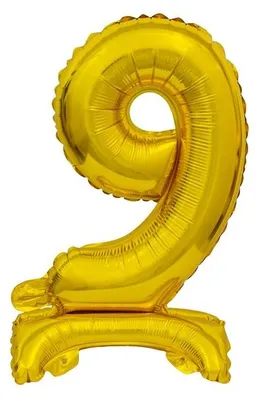 Immagine prodotto di Pallone in foil numero 9 oro in piedi