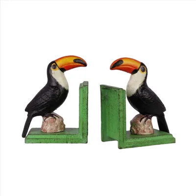 Produktbild von Moritz Design 2er Set Gußeisen Buchstützen Vogel Tukan 10 x 13,4 x 14,9 cm Skulptur Statue