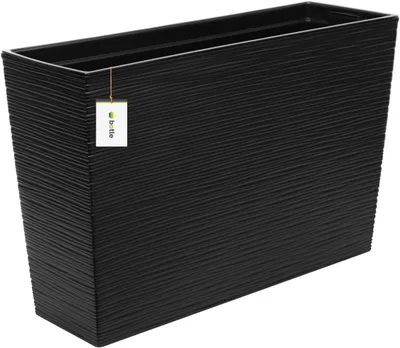 Produktbild von Blumenkasten Blumentopf 2 in 1 Topf aus Kunststoff mit Einsatz Innen, Meißelstruktur schwarz H 36 cm Länge 56 cm