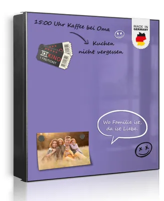 Zdjęcie produktu dla Szklana szafka na klucze banjado, wymiary 30 x 30 cm, z 32 haczykami, z możliwością wykorzystania jako tablica magnetyczna, korpus czarny, zawiasy po prawej stronie, buldog [SKG1 0015]