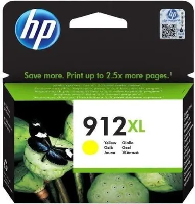 Produktbild von Tintenpatrone, HP 912XL, Gelb, Hohe Kapazität, Original, 825 Seiten, OfficeJet 8010 Serie, OfficeJet Pro 8020 Serie