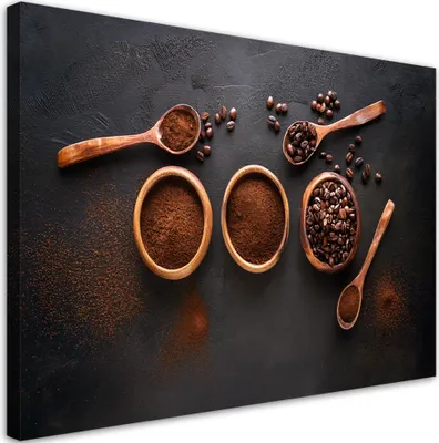 Produktbild von Leinwandbild Gemahlene Kaffeebohnen für die Küche 100x70 Feeby Schwarz bild für die wand bereit zum aufhängen