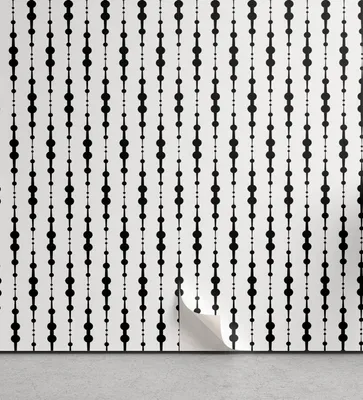 Produktbild von ABAKUHAUS Abstrakt abziehbare & klebbare Tapete für Zuhause, Monochrome Linien Dots, selbstklebendes Wohnzimmer Küchenakzent, 33 cm x 250 cm, Weiß Schwarz