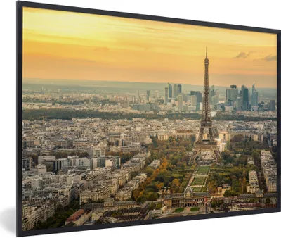 Produktbild von MuchoWow® MuchoWow® Gerahmtes Poster Paris und der Eiffelturm mit einem sehr bunten Himmel 60x40 cm - Poster mit zchwarzem Bilderrahmen - Printing - Wanddeko Schlafzimmer