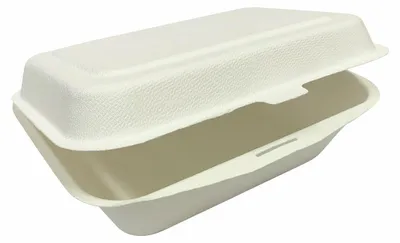 Produktbild von 50x Menüboxen ToGo 191x135x59mm 1-teilig aus Zuckerrohr nature weiß
