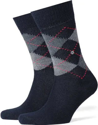 Produktbild von Burlington Herren Socken PRESTON - Rautenmuster, soft, Clip, One Size, 40-46 marine