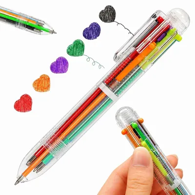 Produktbild von Mehrfarbkugelschreiber 6 Farben Kugelschreiber Schulstift Druckkugelschreiber 14 cm für Notizen Schule Büro