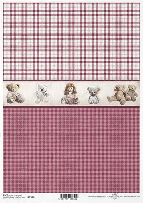 Produktbild von ITD Reispapier Decoupage Bastelpapier Serviettentechnik, ITD-R1956 Spielzeug, kariert rosa