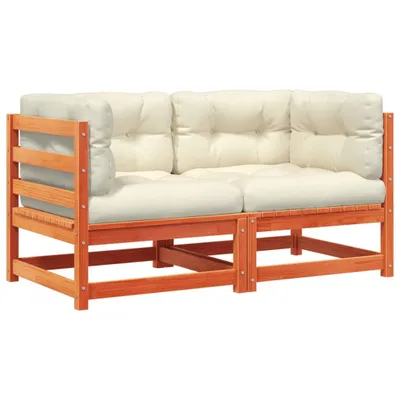 Produktbild von Garten-Ecksofas mit Kissen 2 Stk. Wachsbraun Massivholz Kiefer