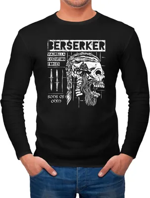 Produktbild von Herren Longsleeve Valhalla Berserker Odin Ragnar Lodbrok Sons of Odin Totenkopf Langarm-Shirt Fashion Streetstyle Neverless® schwarz L