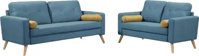 Produktbild von Couchgarnitur 3+2 - Stoff - Blau - TATUM