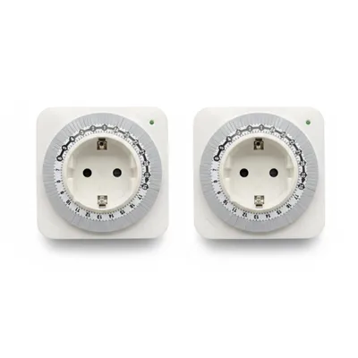 Produktbild von 2er Set Mechanische Zeitschaltuhr Steckdose 3500 W 24h Programm Schaltuhr Analog Zeitschalter Zeitschaltung