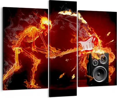 Produktbild von Bild auf Leinwand - Leinwandbild - Feuer Instrument Skelett - 95x80cm - Wand Bild - Wanddeko - Leinwanddruck - Bilder - Kunstdruck - Wanddekoration - Leinwand bilder - Wandkunst - CB95x80-0210