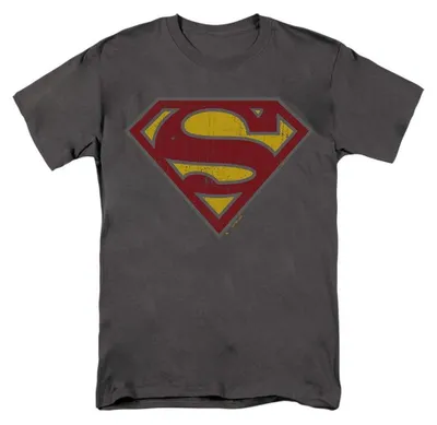 Productafbeelding van Superman - T-shirt voor heren/dames, uni, met gebruikte look, model TV37679 (XXL) (anthraciet)