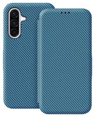 Productafbeelding van Avizar, telefoonhoesje Galaxy A37, carbonlook, met kaarthouder, RFID-bescherming, blauw