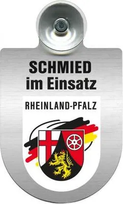 Produktbild von Einsatzschild Windschutzscheibe incl. Saugnapf - Schmied im Einsatz - 309462 -   incl. Regionen nach Wahl Color - Region Rheinland-Pfalz