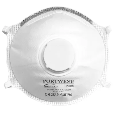 Productafbeelding van FFP3 halfmasker, voldoet aan de Dolomite testnorm, met ventiel - wit