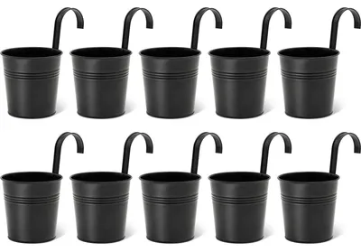 Productafbeelding van Set van 10 Zwarte Metalen Hangende Plantenpotten
