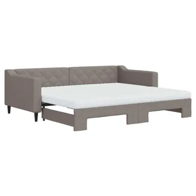 Zdjęcie produktu dla vidaXL Rozkładane łóżko dzienne z materacem Taupe 90x200 cm tkanina