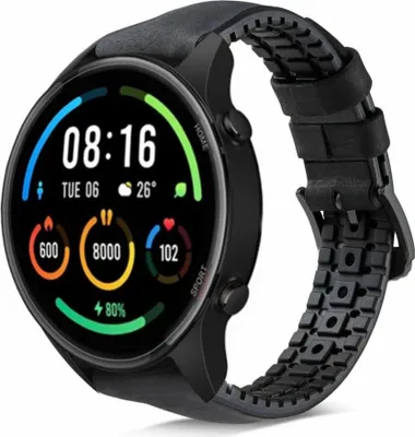 Produktbild von Strap-it Xiaomi Mi Watch Silikon-/Lederarmband (Schwarz)