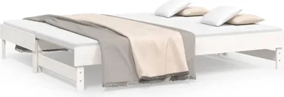 Produktbild von vidaXL Tagesbett Ausziehbar Weiß 2x(80x200) cm Massivholz Kiefer