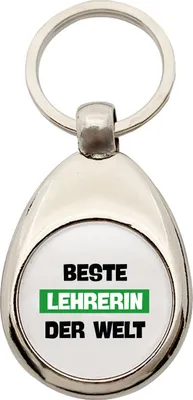 Produktbild von Huuraa Schlüsselanhänger Beste Lehrerin der Welt Metall Schlüsselring Einkaufswagenchip Geschenkidee