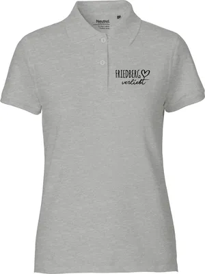 Produktbild von Huuraa Damen Polo Shirt Friedberg verliebt XL Sport Grey Bio Baumwolle Fairtrade Poloshirt Geschenkidee