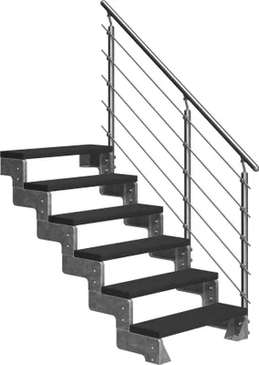 Produktbild von Dolle Außentreppe Gardentop 108-132cm Geschosshöhe mit Trimax anthrazit 80cm breit mit Prova-Geländer