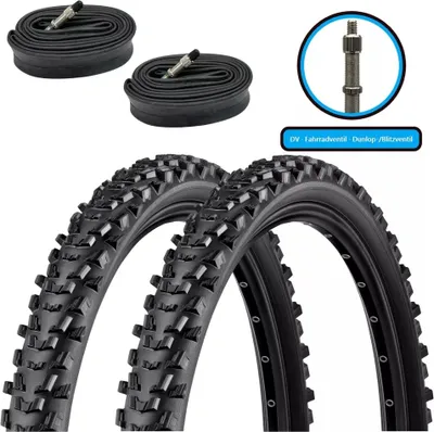 Produktbild von 2xFahrradreifen SET 26x1,95 Zoll (50-559) Decke Mantel inkl. 2xDV Schlauch