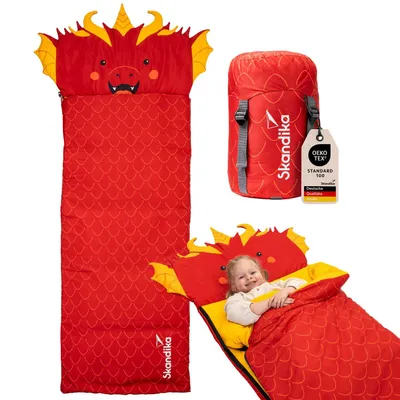 Produktbild von Skandika Kinderschlafsack Soti | Camping Schlafsack für Kinder bis 150 cm, buntes Design mit Tiermotiv, Kopfkissen, Baumwolle, maschinenwaschbar