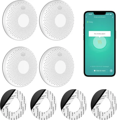 Produktbild von SAVS CS11W Kombinierter Rauch und CO Melder WLAN 4er-Pack – 10 Jahre Batterie – Smart WiFi kompatibel mit Tuya App – Montage ohne Bohren