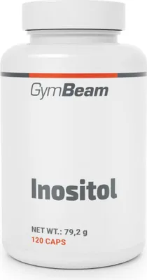 A white bottle of GymBeam Inositol supplement.