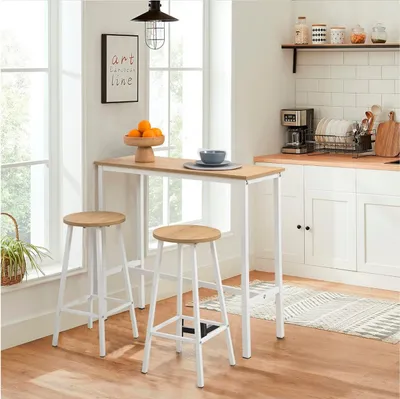 Produktbild von Skye Decor, Mola Set 100 - Karina White, Bartisch- und Hocker-Set (3-teilig), Weiß, 100 % Spanplatte, 100 x 40 x 90 cm