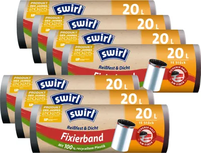 Produktbild von 7x Swirl Fixierband Müllbeutel 20L ( 15 stk./Rolle )