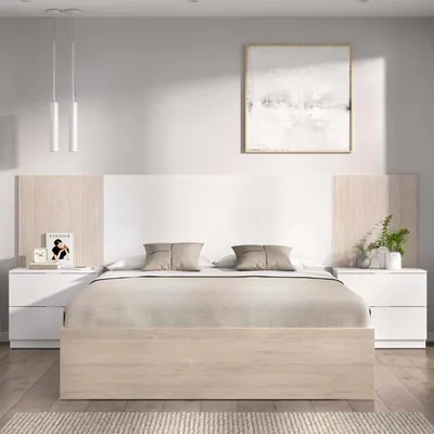 Image de Zoagli - Lit Double à la Française, Blanc, Matelas 140x190 cm